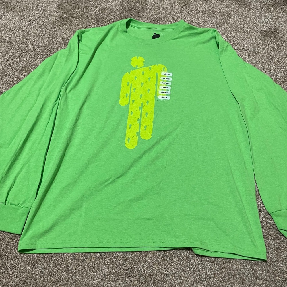 Billie Eilish Long Sleeve T Shirt Green Graphic New Large